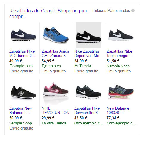 pantallazo de ejemplo google shopping