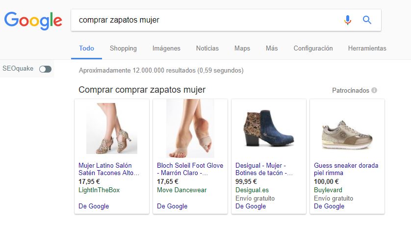 Ejemplo de Google Shopping