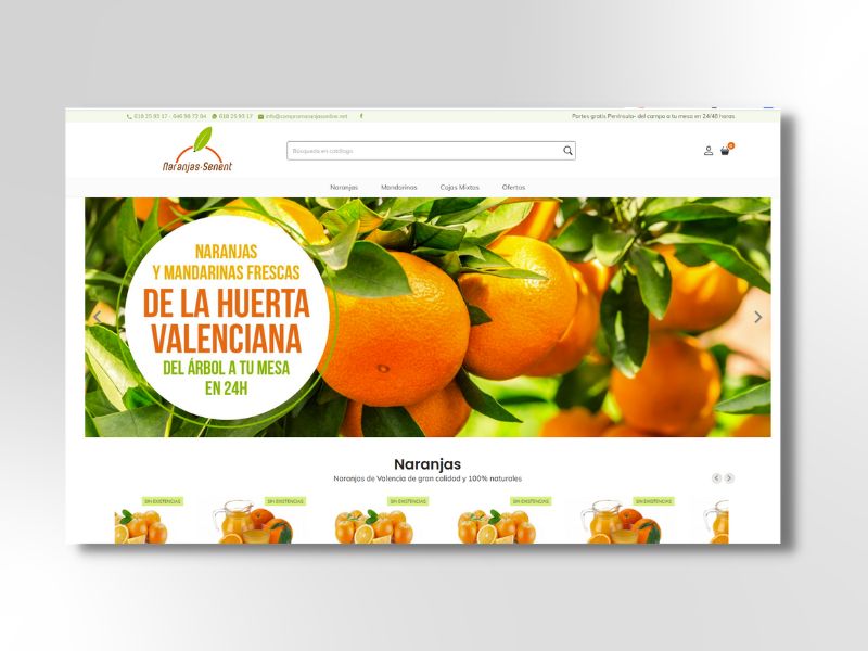 diseño tienda en prestashop para naranjas senent